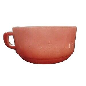 Anchor Hocking Red Soup Bowl Large Mug Stackable Vintage